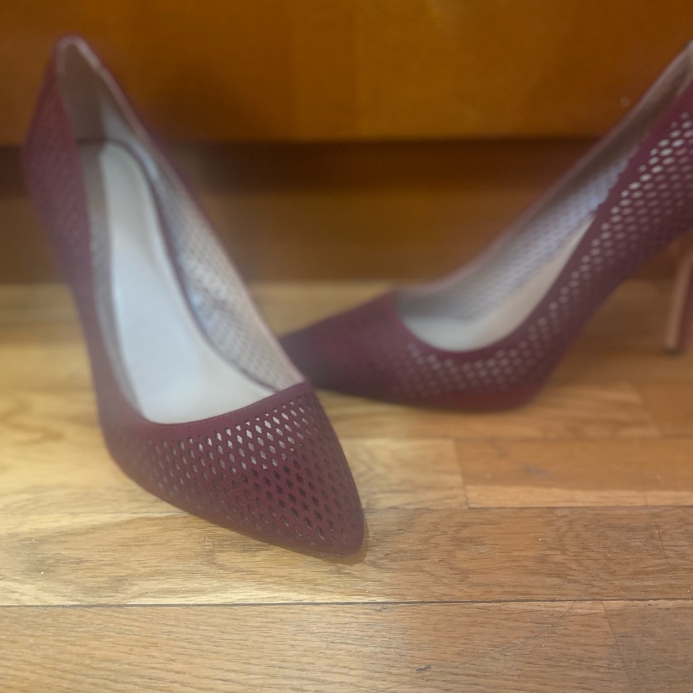 Saks Fifth Avenue Suede Pumps Burgundy